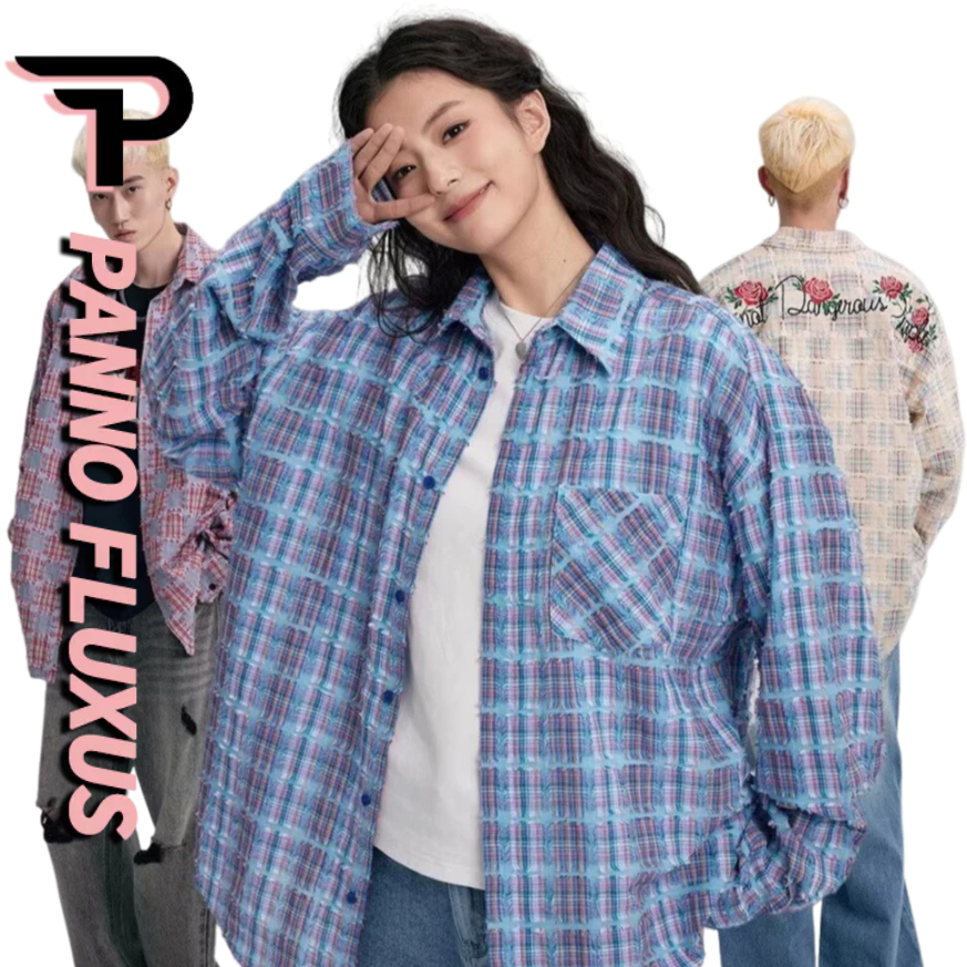 Pannofluxus เสื้อเชิ้ตแขนยาวผู้ชาย Xue Zhiqian dsp เย็บปักถักร้อยกุหลาบหลวมสบายๆพับเสื้อคอปกแจ็คเก็ต