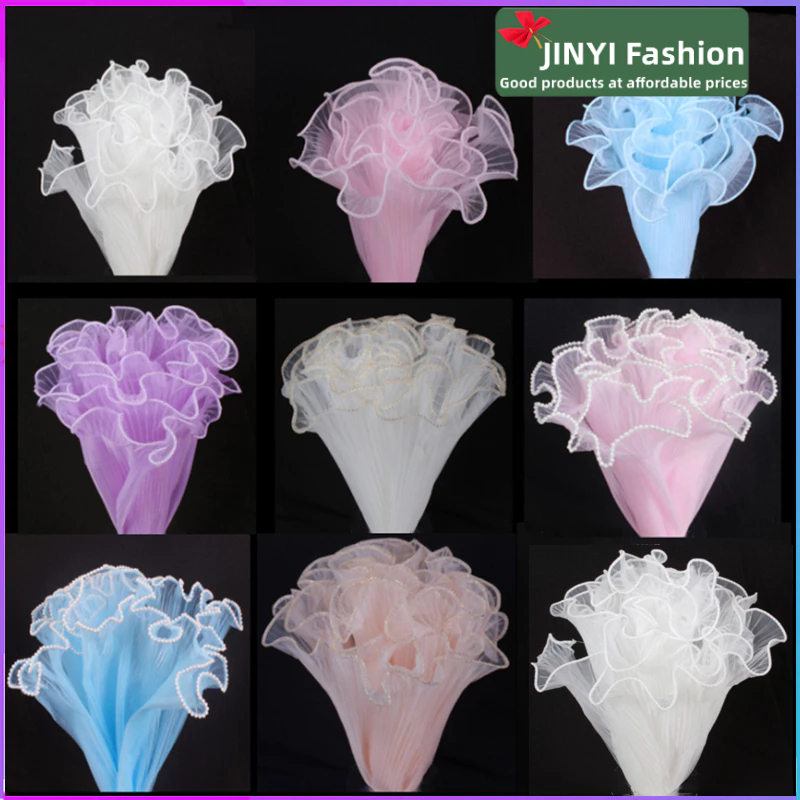 4 หลา *1 แพ็คพับมุก เส้นด้ายดอกไม้ห่อคลื่น~บรรจุภัณฑ์ดอกไม้วัสดุบรรจุภัณฑ์ของขวัญ