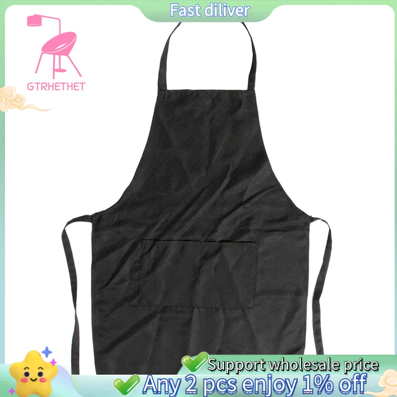 ผ้ากันเปื้อนสำหรับ Unisex 2 Pocket สีดำ
