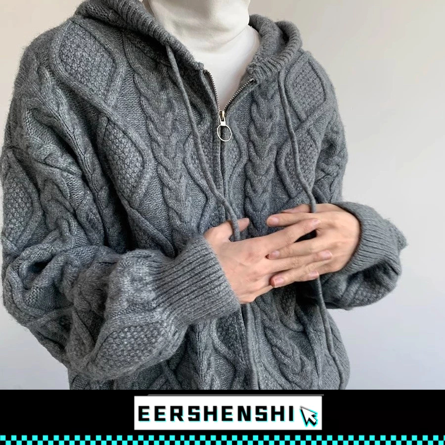 EERSHENSHI เสื้อกันหนาวผู้ชายสไตล์เกาหลีแฟชั่นใหม่การออกแบบความรู้สึกสายเคเบิล-เสื้อไหมพรมสไตล์คู่รัก