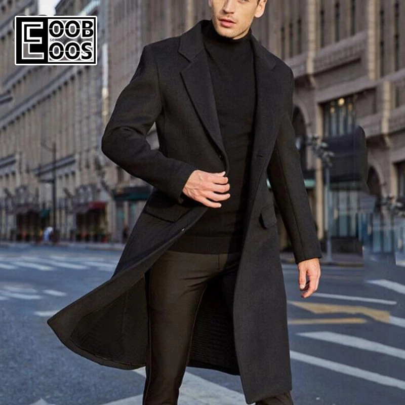 Chaogongfang-essentials เสื้อโค้ทกันลม ผ้าขนสัตว์ สไตล์อังกฤษ สําหรับผู้ชาย
