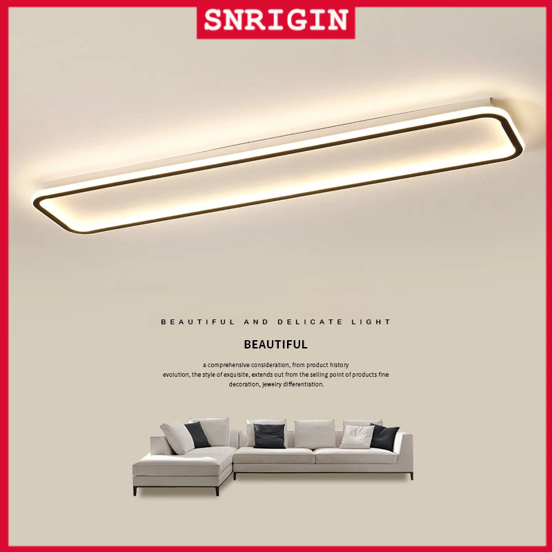 SNRIGIN โคมไฟเพดาน LED เส้นยาว โคมไฟทางเดินทรงสี่เหลี่ยมผืนผ้าสไตล์โมเดิร์นมินิมอล