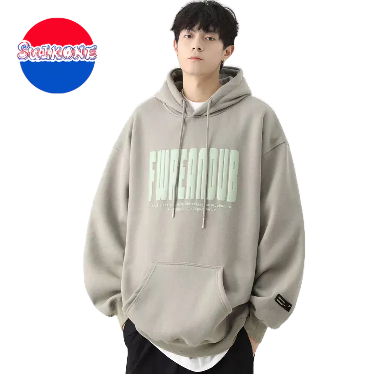 SUIKONE Suikeone เสื้อสเวตเตอร์มีฮู้ด American high street ฤดูใบไม้ร่วงลําลองโฟมพิมพ์ผู้ชายและผู้หญิงเสื้อกันหนาวมีฮู้ด
