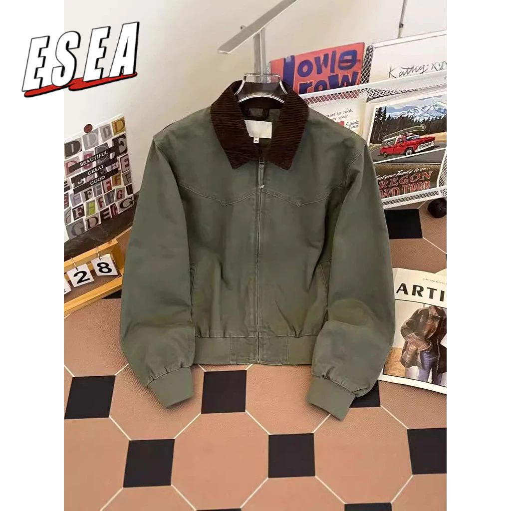 Esea Fall New Mens Jacket Detroit Turn-down Collar Coat Vintage