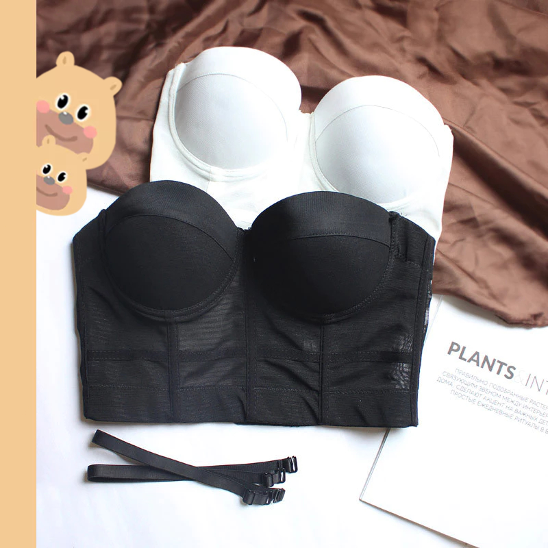 bearbra ผู้หญิงชุดชั้นในเซ็กซี่ 1/2 ถ้วย ยกทรงดันทรง เสื้อชั้นในแบบไม่มีสายรัด รัดตัวรัดหน้าท้อง