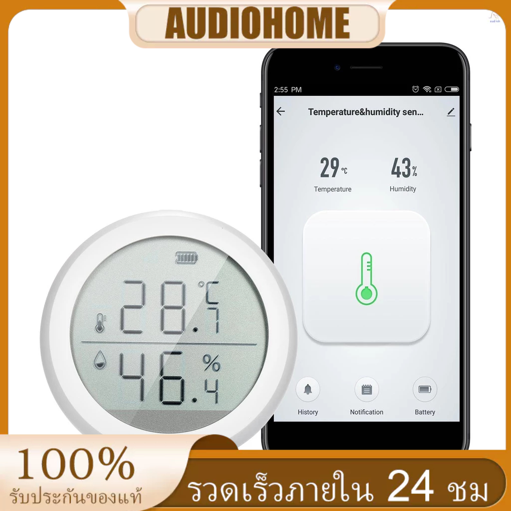 เครื่องวัดอุณหภูมิความชื้น WiFi พร้อมแอปแจ้งเตือน สําหรับบ้าน โรงรถ ซิการ์ ความชื้น เข้ากันได้กับ Alexa IFTTT