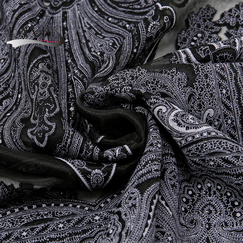 Laven Cashew Jacquard ชาติพันธุ์ผ้าคลุมไหล่แฟชั่นผู้หญิง Headscarf ลูกไม้พู่ผ้าคลุมไหล่ Vintage Pashmina ผ้าพันคอ - รูปที่ 3