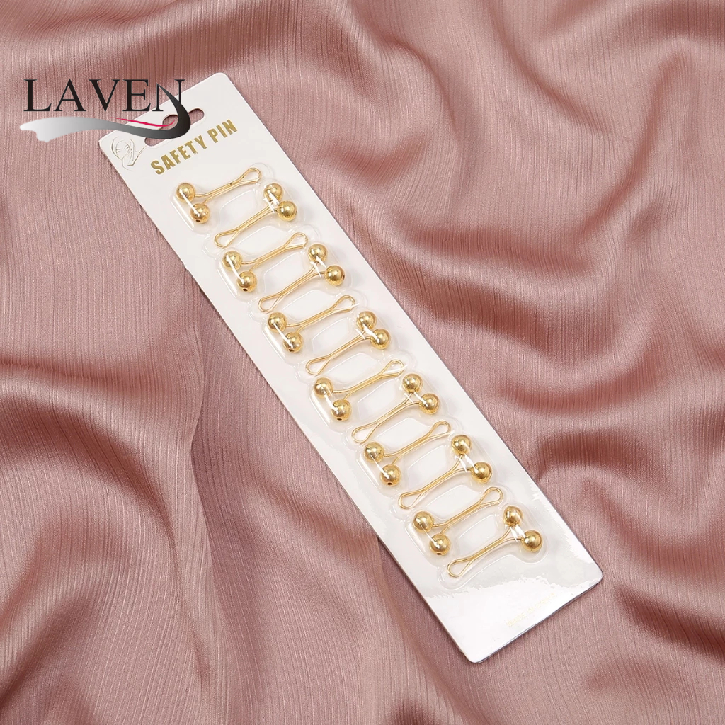 Laven 12 ชิ้น/ถุงเข็มกลัดมุก Pins ผ้าพันคอฮิญาบคลิป Multicolors Headscarf Pins ผ้าคลุมไหล่มุสลิมอุปกรณ์เสริมเพื่อความปลอดภัย