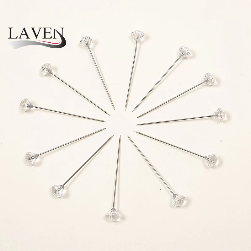 Laven 100 ชิ้น/ถุงผ้าพันคอมุสลิมเข็มกลัด Pin Pearl Diamond ผ้าพันคอ Pin คลิปผ้าพันคอผ้าไหมผ้าคลุมไหล่ Safty อุปกรณ์เสริม
