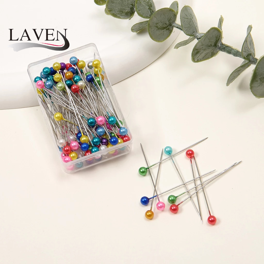 Laven 100 ชิ้น/ถุงผ้าพันคอมุสลิมเข็มกลัด Pin Pearl Diamond ผ้าพันคอ Pin คลิปผ้าพันคอผ้าไหมผ้าคลุมไหล่ Safty อุปกรณ์เสริม