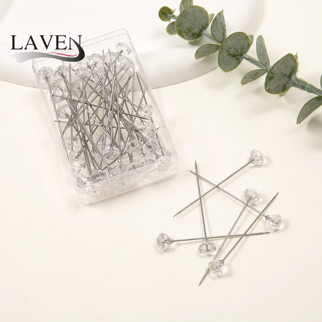 Laven 100 ชิ้น/ถุงผ้าพันคอมุสลิมเข็มกลัด Pin Pearl Diamond ผ้าพันคอ Pin คลิปผ้าพันคอผ้าไหมผ้าคลุมไหล่ Safty อุปกรณ์เสริม