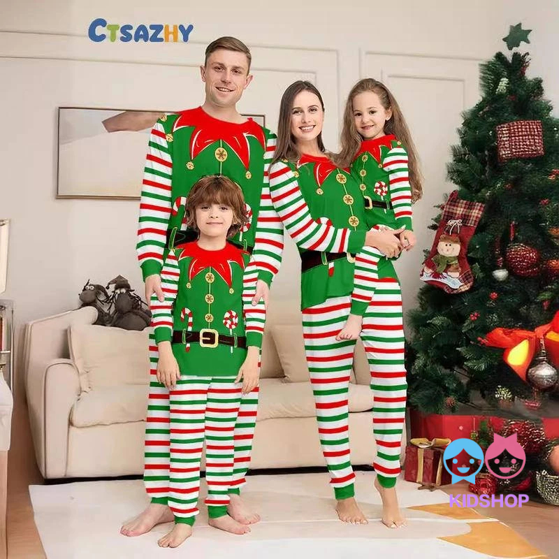 ยุโรปอเมริกันคริสต์มาสพรรคเสื้อผ้าชายหญิงผู้ใหญ่เอลฟ์สูทฮาโลวีนสนุกพ่อแม่และลูกบ้านเสื้อผ้าชุดนอน