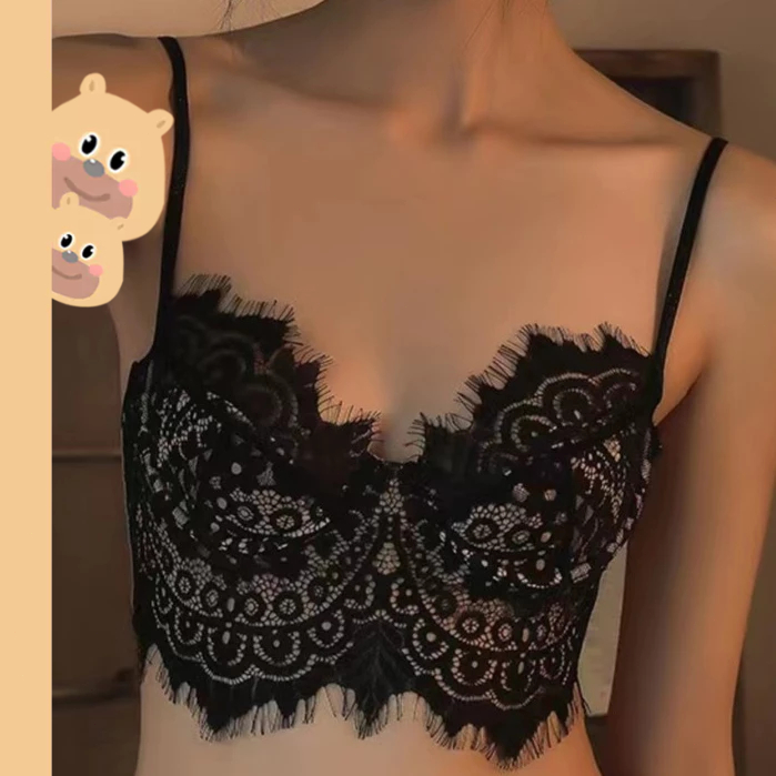 🎀bearbra🎀สายเดี่ยว ชุดชั้นใน คอร์เซ็ท ลูกไม้ เซ็กซี่ บางเฉียบ คัพป้องกันการหย่อนคล้อย รัดรูป ไร้โครงใส่สบาย กรอบเฟรม สําหรับผู้หญิง