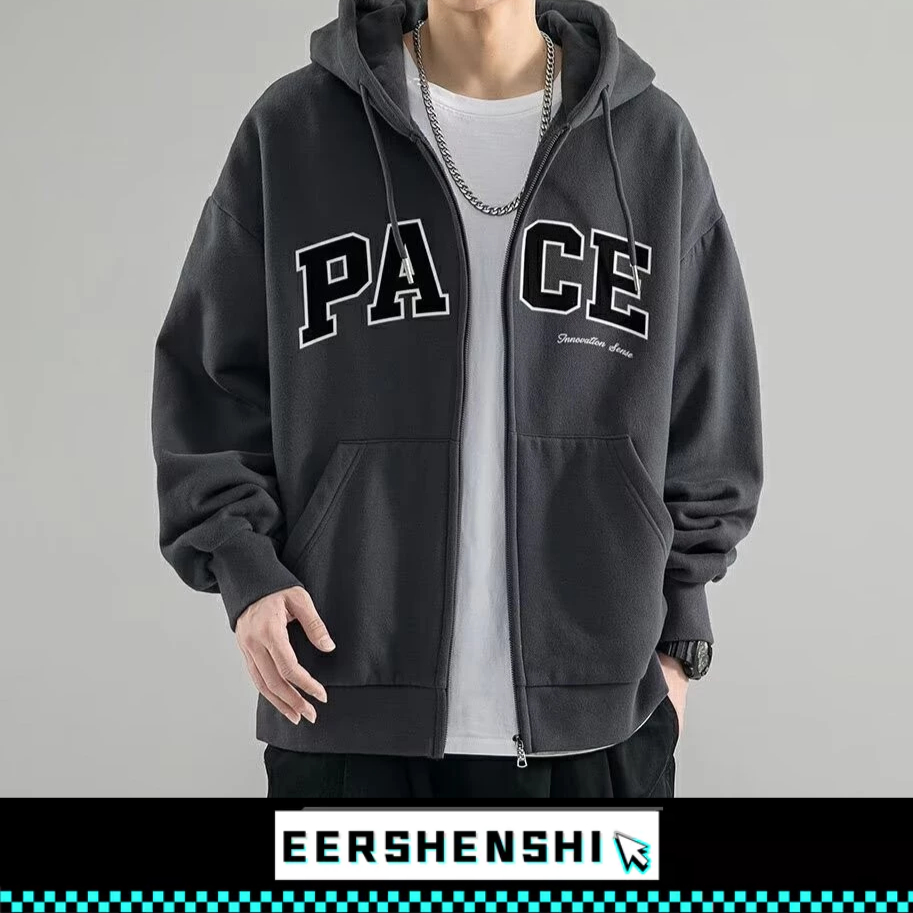 EERSHENSHI เสื้อฮู้ดผู้ชายคู่ซิปคาร์ดิแกนเสื้อกันหนาวหมวกเสื้ออเมริกัน