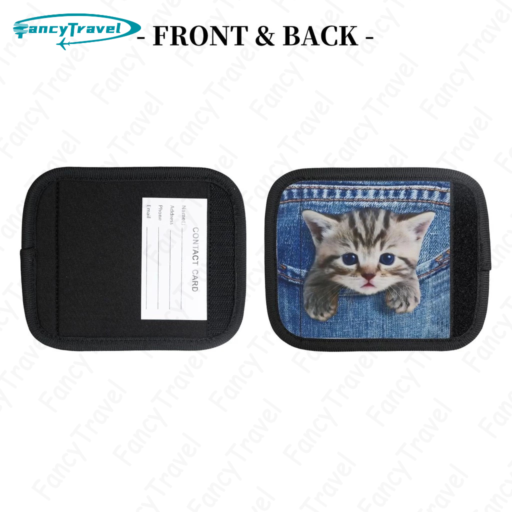 Fancytravel Cat ผ้าพันด้ามจับกระเป๋านีโอพรีนแบบนุ่ม-ด้ามจับกระเป๋าเดินทางที่สะดวกสบาย ฝาครอบป้องกันสำหรับที่จับกระเป๋าเดินทาง