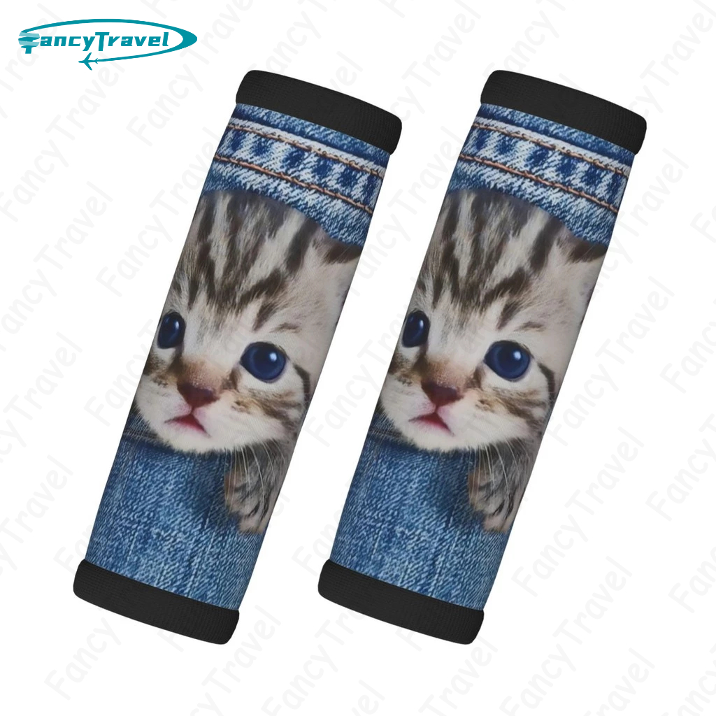 Fancytravel Cat ผ้าพันด้ามจับกระเป๋านีโอพรีนแบบนุ่ม-ด้ามจับกระเป๋าเดินทางที่สะดวกสบาย ฝาครอบป้องกันสำหรับที่จับกระเป๋าเดินทาง