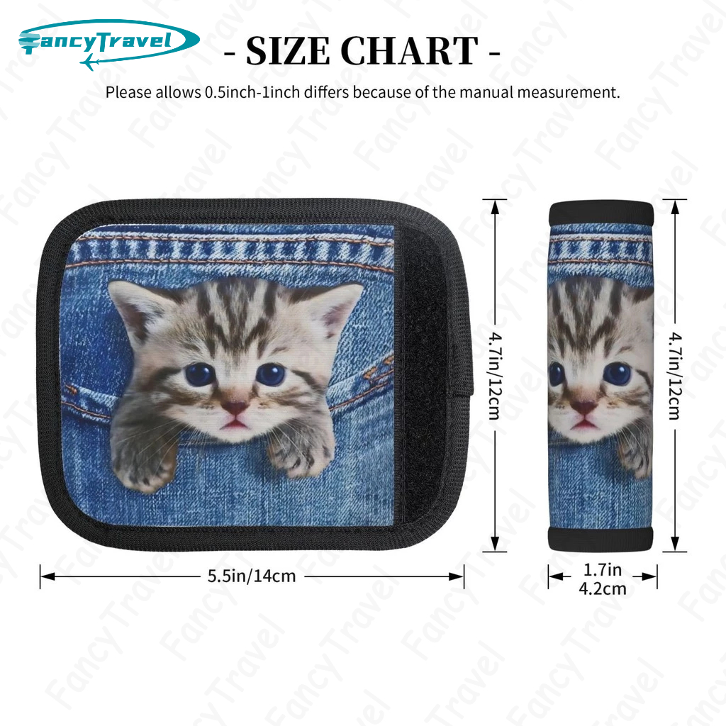 Fancytravel Cat ผ้าพันด้ามจับกระเป๋านีโอพรีนแบบนุ่ม-ด้ามจับกระเป๋าเดินทางที่สะดวกสบาย ฝาครอบป้องกันสำหรับที่จับกระเป๋าเดินทาง