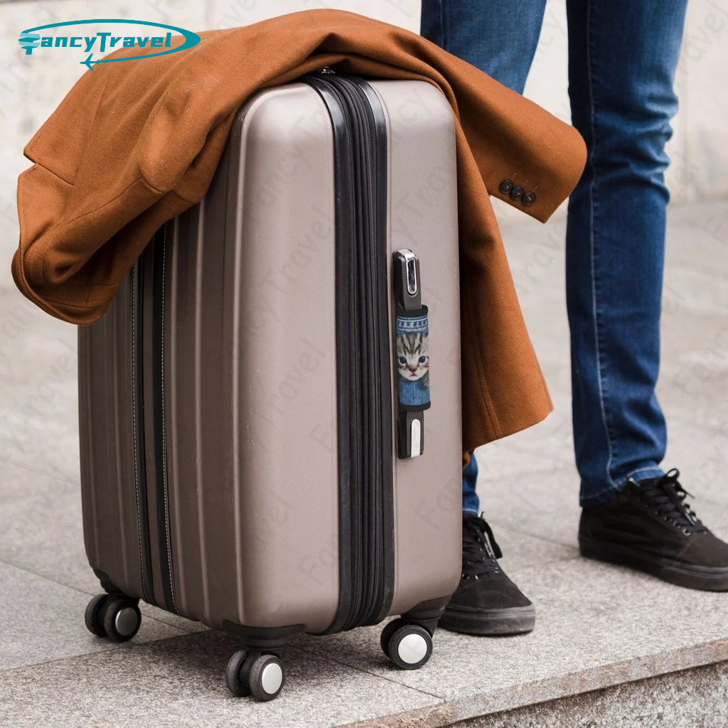 Fancytravel Cat ผ้าพันด้ามจับกระเป๋านีโอพรีนแบบนุ่ม-ด้ามจับกระเป๋าเดินทางที่สะดวกสบาย ฝาครอบป้องกันสำหรับที่จับกระเป๋าเดินทาง