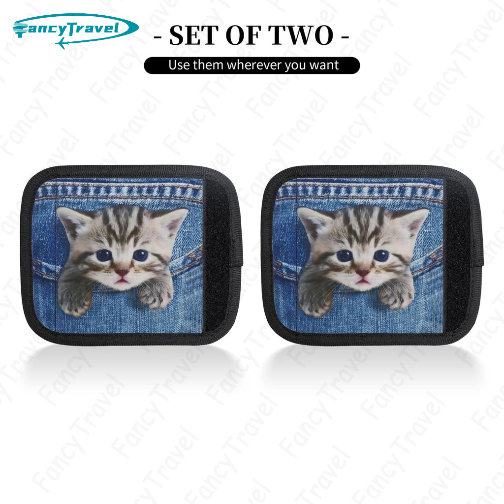 Fancytravel Cat ผ้าพันด้ามจับกระเป๋านีโอพรีนแบบนุ่ม-ด้ามจับกระเป๋าเดินทางที่สะดวกสบาย ฝาครอบป้องกันสำหรับที่จับกระเป๋าเดินทาง