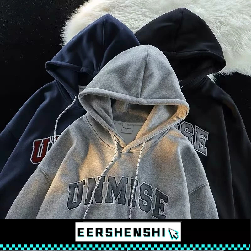 EERSHENSHI เสื้อกันหนาวมีฮู้ดผู้ชายป้ายญี่ปุ่นปักแฟชั่นแบรนด์เสื้อลําลองอเนกประสงค์เสื้อแขนยาว