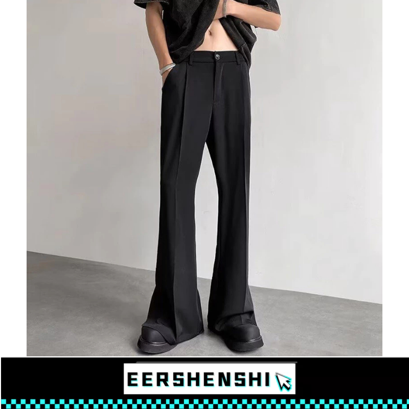 EERSHENSHI กางเกงสูทผู้ชาย Sกางเกงขายาวผ่าขา ผ่าข้าง สีสันล้วน เข้าชุดกัน ลำลอง สไตล์เกาหลี