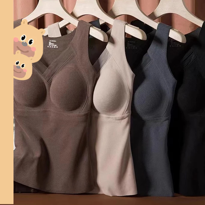 bearbra กระชับสัดส่วน ไร้รอยต่อ สําหรับผู้หญิง อุ่น หนาขึ้น เพิ่มปุย มาพร้อมแผ่นรองหน้าอก เสื้อชั้นใน