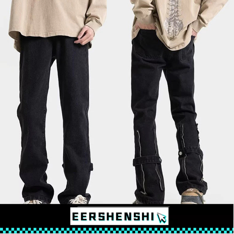 EERSHENSHI กางเกงยีนส์ผู้ชายญี่ปุ่นอินเทรนด์อินเทรนด์แฟชั่นกางเกงเรียบง่ายเข้ากันทั้งหมด