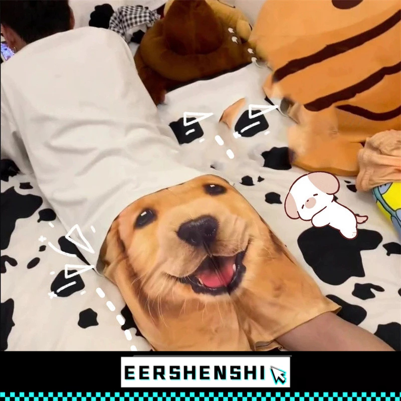 EERSHENSHI กางเกงขาสั้นผู้ชาย สุนัข คู่ สวม โกลเด้น รีทรีฟเวอร์ ฮัสกี้ ที่ห้า กางเกง กางเกงกีฬา ตลก