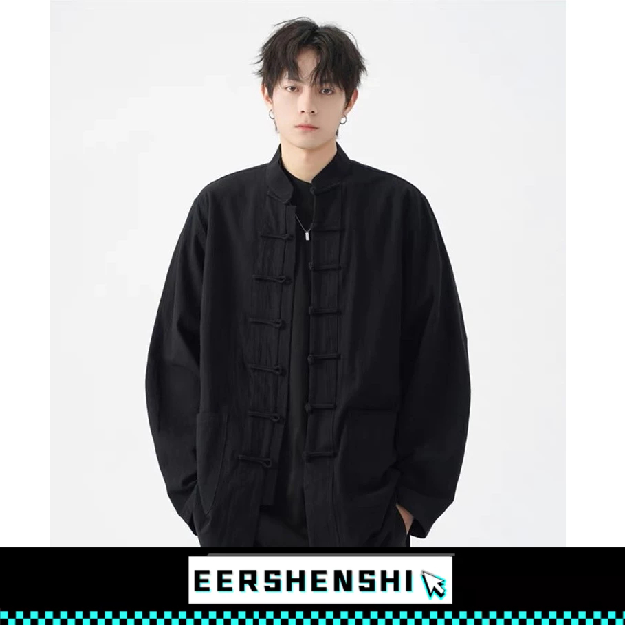EERSHENSHI เสื้อเชิ้ตผู้ชายใหม่สไตล์จีนผ้าฝ้ายผ้าลินินอเนกประสงค์เสื้อลําลองแขนยาวเสื้อโค้ท