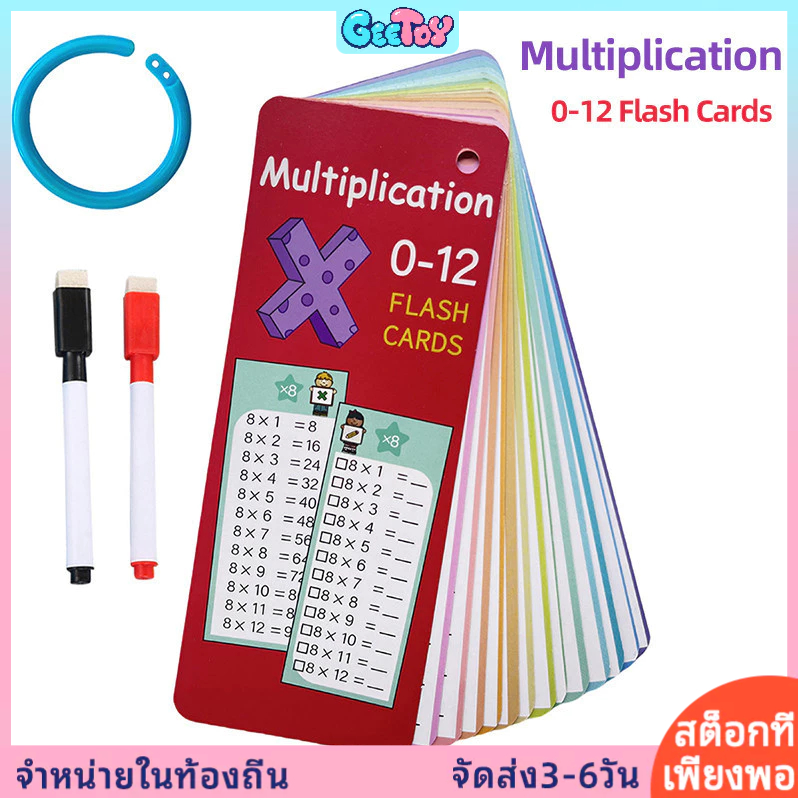 GeeToy บัตรการศึกษาคณิตศาสตร์บวก ลบ คูณ หาร, เกมคณิตศาสตร์สำหรับเด็ก, ของเล่นการศึกษาคณิตศาสตร์