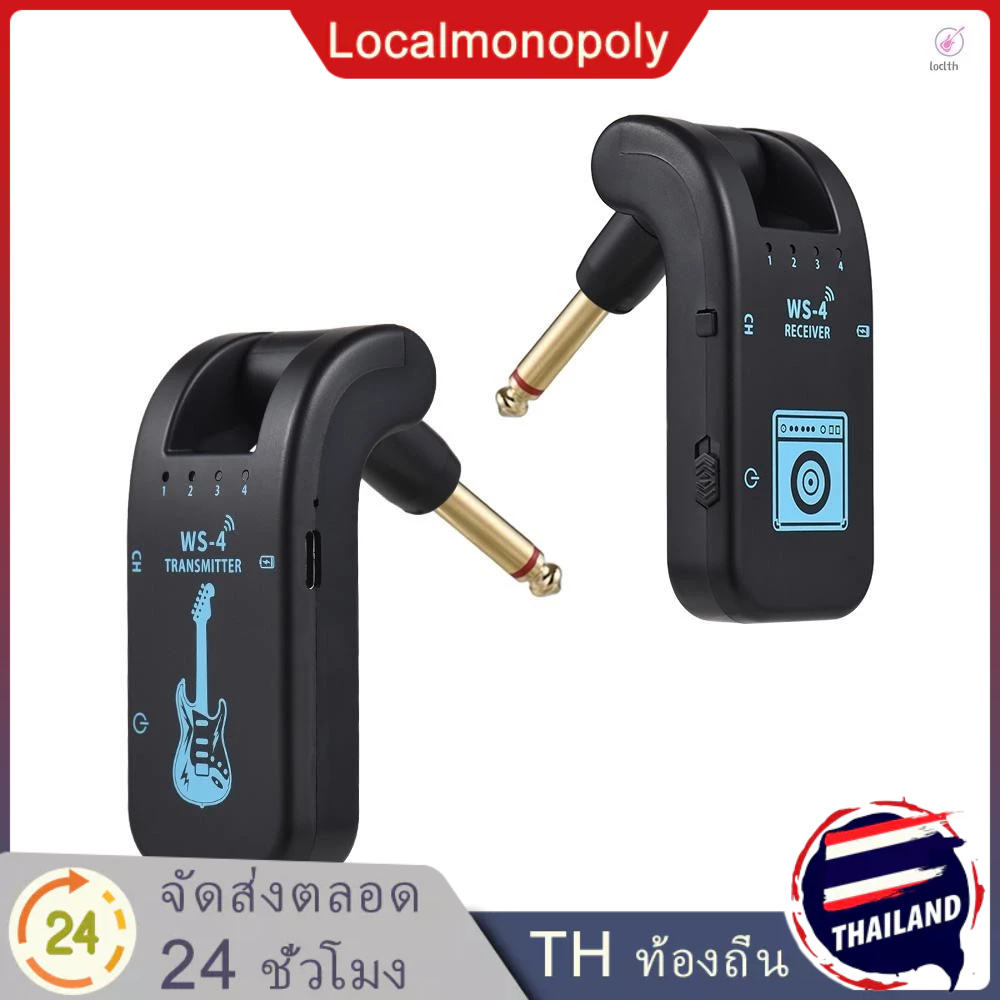 2.4g ไร้สายกีตาร์ระบบชาร์จกีตาร์ Transmitter Receiver ชุดสําหรับกีตาร์ไฟฟ้าเบสไฟฟ้า Wind Instruments Plug and Play 48K/16bit Real-time Transmission 287 Degr