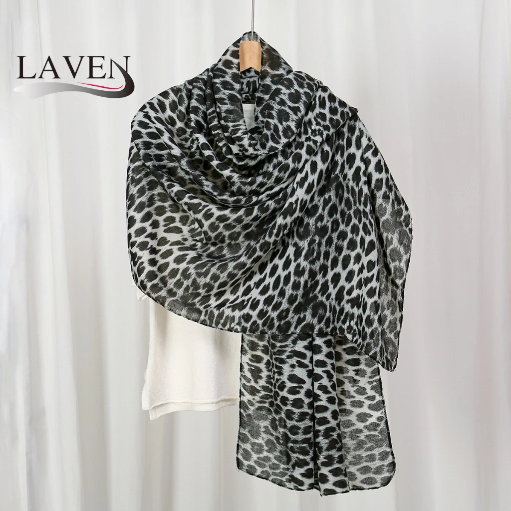 Laven ผ้าฝ้ายนุ่ม Voile ผ้าคลุมไหล่เสือดาวพิมพ์ผ้าคลุมไหล่ Hijab มุสลิม Headscarf Lady ผู้หญิงสบายผ้าพันคอเหนียว