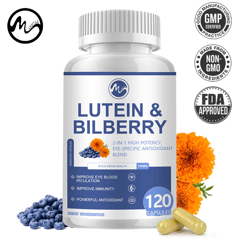 Minch Lutein & BilBerry แคปซูลบํารุงสายตา 1180 มก. 2 in 1 รองรับวิสัยทัศน์ที่ดีต่อสุขภาพ สําหรับเด็ก และผู้ใหญ่