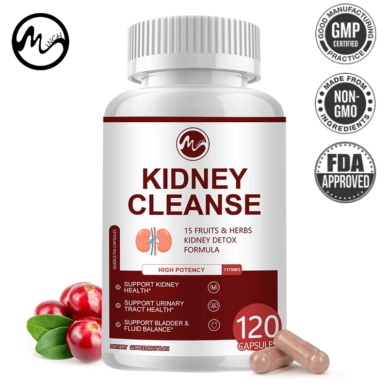Minch Kidney ทําความสะอาดแคปซูลสนับสนุนไตสุขภาพปัสสาวะ Tract สุขภาพกระเพาะปัสสาวะ & Fluid Balance สารสกัดจากแครนเบอร์รี่ข้าวโพด Silk & Tart Cherry Extract สําหรับผู้หญิง & Man