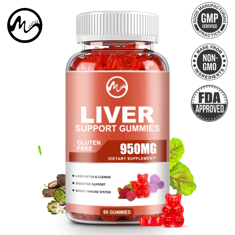 Minch Liver Support Gummies Milk Thistle & Beet Root Extract 950mg ปราศจากกลูเตนสําหรับตับ Detox & Cleanse Digestive Support Boost Immune System All Natural & Vegan