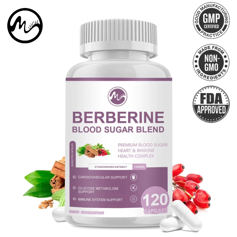 Minch Berberine แคปซูลน้ําตาล แบบหนา 1500 มก. ระบบภูมิคุ้มกัน ส่วนผสมจากธรรมชาติ คอเลสเตอรอล ช่วยสุขภาพหัวใจ หลอดเลือด สําหรับผู้ชาย และผู้หญิง