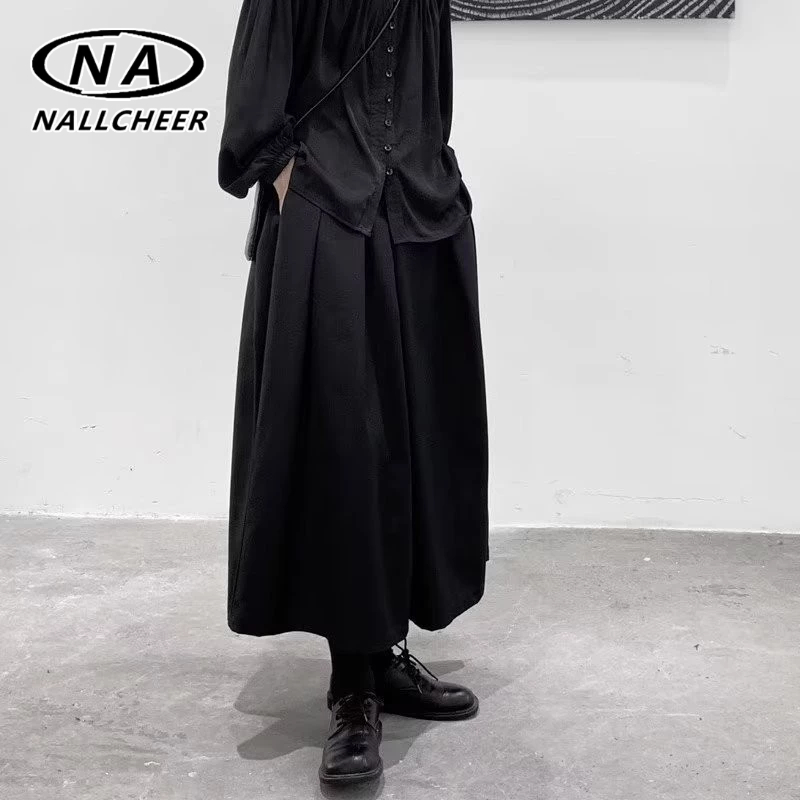 NALLCHEER กางเกงผู้ชาย Yamamoto Dark ขากว้างกางเกงสูทเพื่อการพักผ่อน