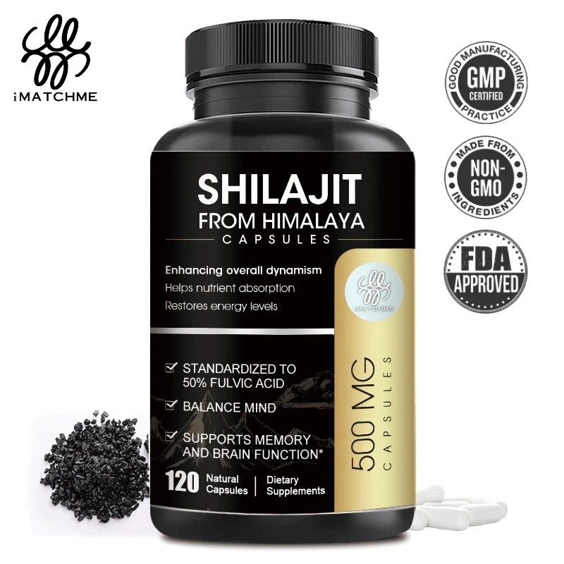 Imatchme Shilajit แคปซูลสารสกัด และโสม ระบบภูมิคุ้มกัน 500 มก. ความจํา ต้านอนุมูลอิสระ และฟังก์ชั่นสมอง เพิ่มระดับฮอร์โมน เพื่อสุขภาพพลังงาน สําหรับผู้ชายและผู้หญิง