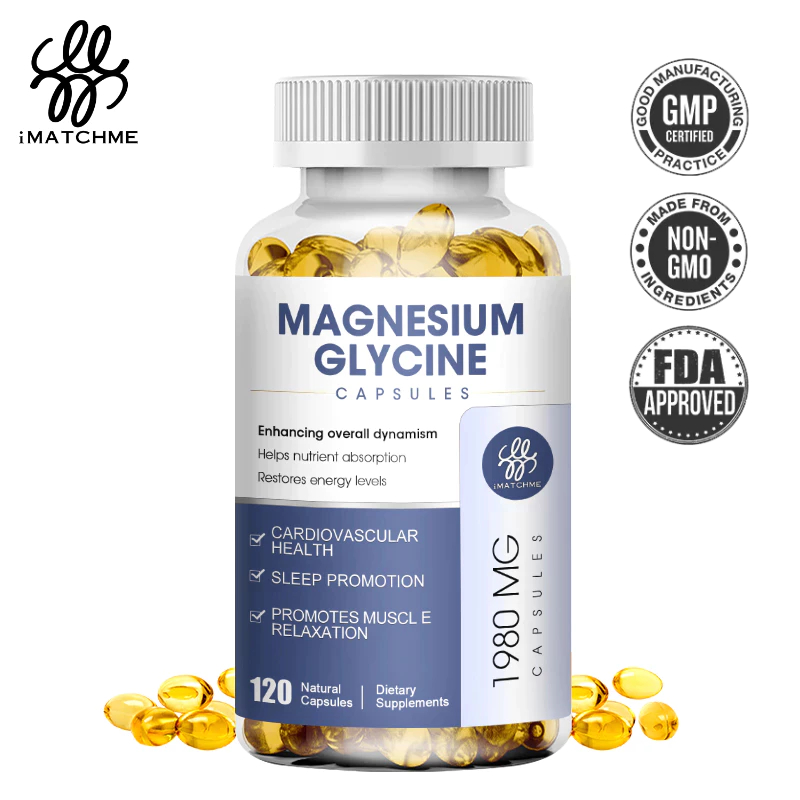 Imatchme Magnesium Glycinate แคลเซียมวิตามินบี สูตรดูดซึมสูง ผสมแมกนีเซียมบิสกลีซิเนต คีเลต สําหรับเส้นประสาท กล้ามเนื้อ และกระดูก การสนับสนุนสุขภาพ มังสวิรัติ ปราศจากกลูเตน สําหรับผู้ชายและผู้หญิง