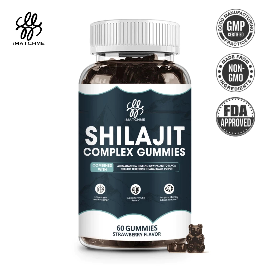 Imatchme Shilajit Gummies 1400MG 8-1 Potency Mind & Memory Metabolism ระบบภูมิคุ้มกันพลังงาน รสสตรอเบอร์รี่ ไม่ใช่จีเอ็มโอ สําหรับผู้ชาย และผู้หญิง
