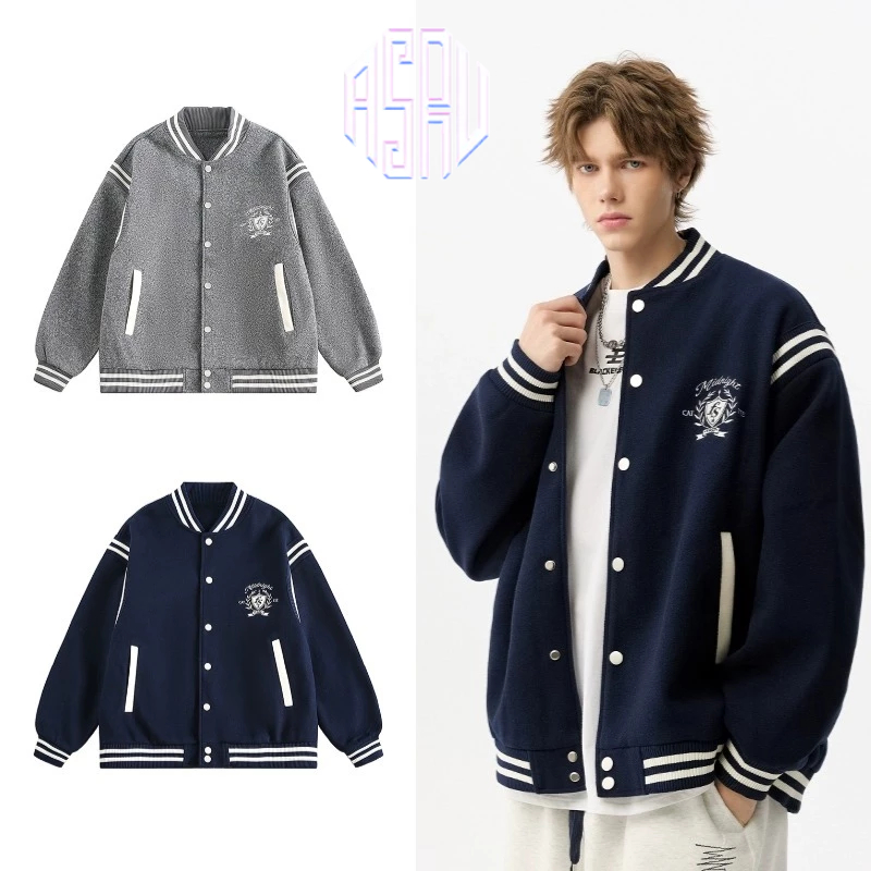 Asrv [เย็บสองสีสไตล์วิทยาลัย] เสื้อแจ็คเก็ตลําลองหลวมฤดูใบไม้ร่วงชุดเบสบอลย้อนยุคอเมริกันสําหรับผู้ชายและผู้หญิง