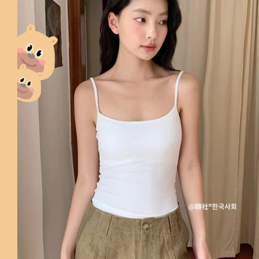 🎀bearbra🎀สายเดี่ยว เสื้อกั๊ก เนื้อผ้าใส่สบาย ตัวยาวบราสปอร์ต เสื้อชั้นในมีฟองน้ํา แขนกุด/สายเดี่ยว(หลากสี)