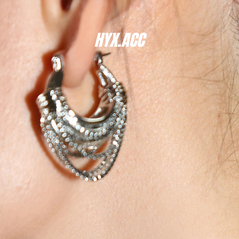 ต่างหูผู้หญิง Retro ราคาไม่แพงหรูหรา U-Shaped Chain 18K Gold ต่างหูพู่
