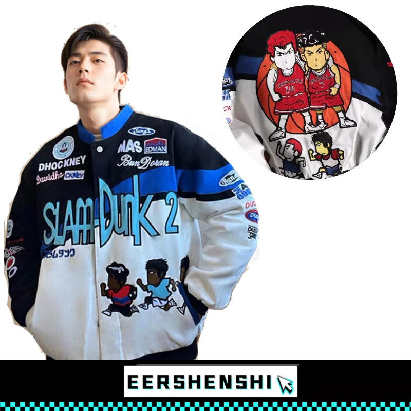 EERSHENSHI แจ็คเก็ตผู้ชายเครื่องใหม่เย็บปักถักร้อยเย็บแจ็คเก็ตลําลองคู่สวมใส่เบสบอลเครื่องแบบ
