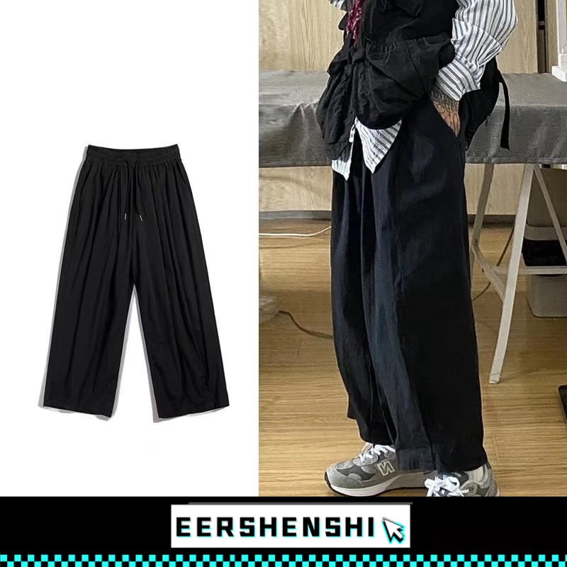 EERSHENSHI กางเกงผู้ชาย Retro Overalls แบรนด์แฟชั่น All-Matching Ins หลวมตรง