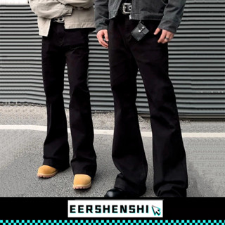 EERSHENSHI กางเกงยีนส์ผู้ชายทรงสลิมฟิตสีดําบริสุทธิ์ Vibe Am…