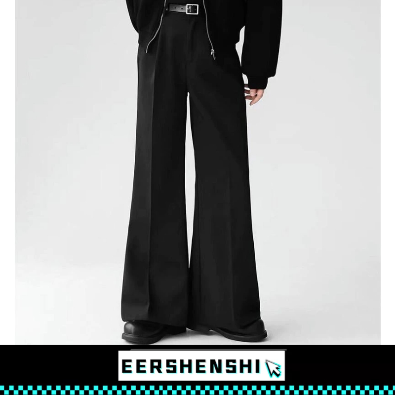 EERSHENSHI กางเกงผู้ชาย การแบ่งกลุ่มการออกแบบของอเมริกา กางเกงสูทขาบานเล็กน้อย