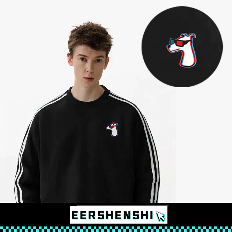 EERSHENSHI เสื้อกันหนาวผู้ชายสไตล์เกาหลีหลวมทุกการแข่งขันสบายๆพิมพ์ลูกสุนัขการ์ตูนด้านบน