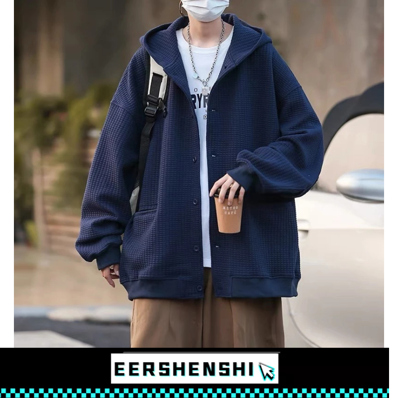 EERSHENSHI เสื้อฮู้ดผู้ชายเยาวชนความนิยมแฟชั่นที่เรียบง่ายพิมพ์ทุกวันใหม่คลุมด้วยผ้า