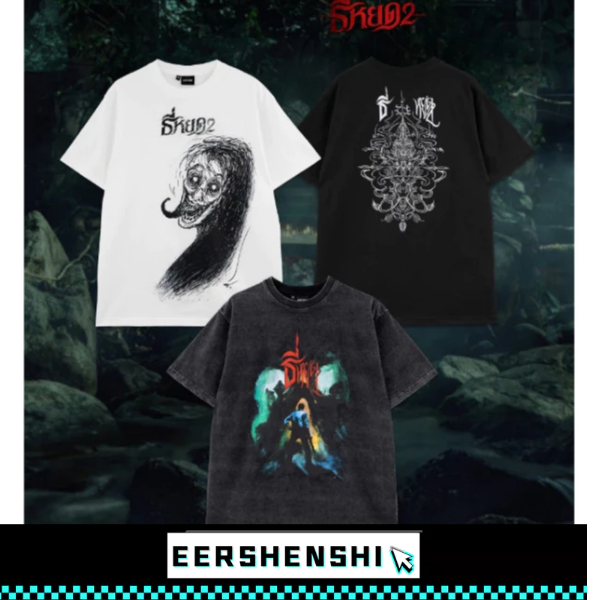 EERSHENSHI ธี่หยด 2เสื้อยืดผู้ชาย 3ง การพิมพ์ลําลองหลวมกระชับผ้าฝ้ายบริสุทธิ์ด้านบน
